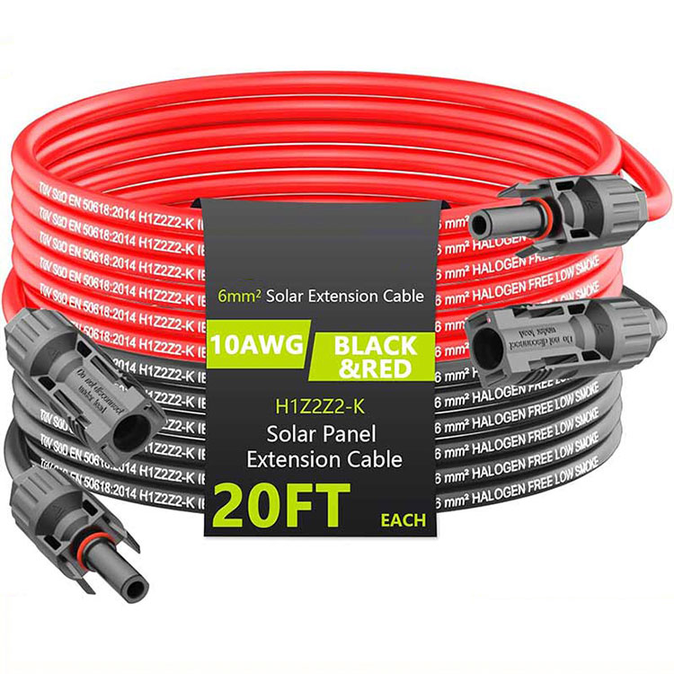 सोलर एक्सटेंशन केबल 20FT 10AWG (6mm2) सोलर पैनल एक्सटेंशन वायर